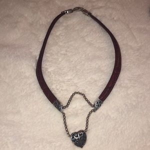 Brighton Maroon Leather Pendant Necklace